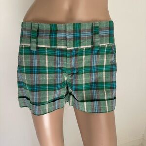 Alice + Olivia Plaid Green Shorts